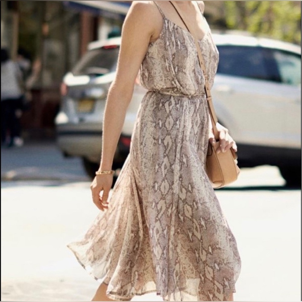 Banana Republic Animal Snake‎ Python Print Blouson Waist Flowy Slip Dress SP